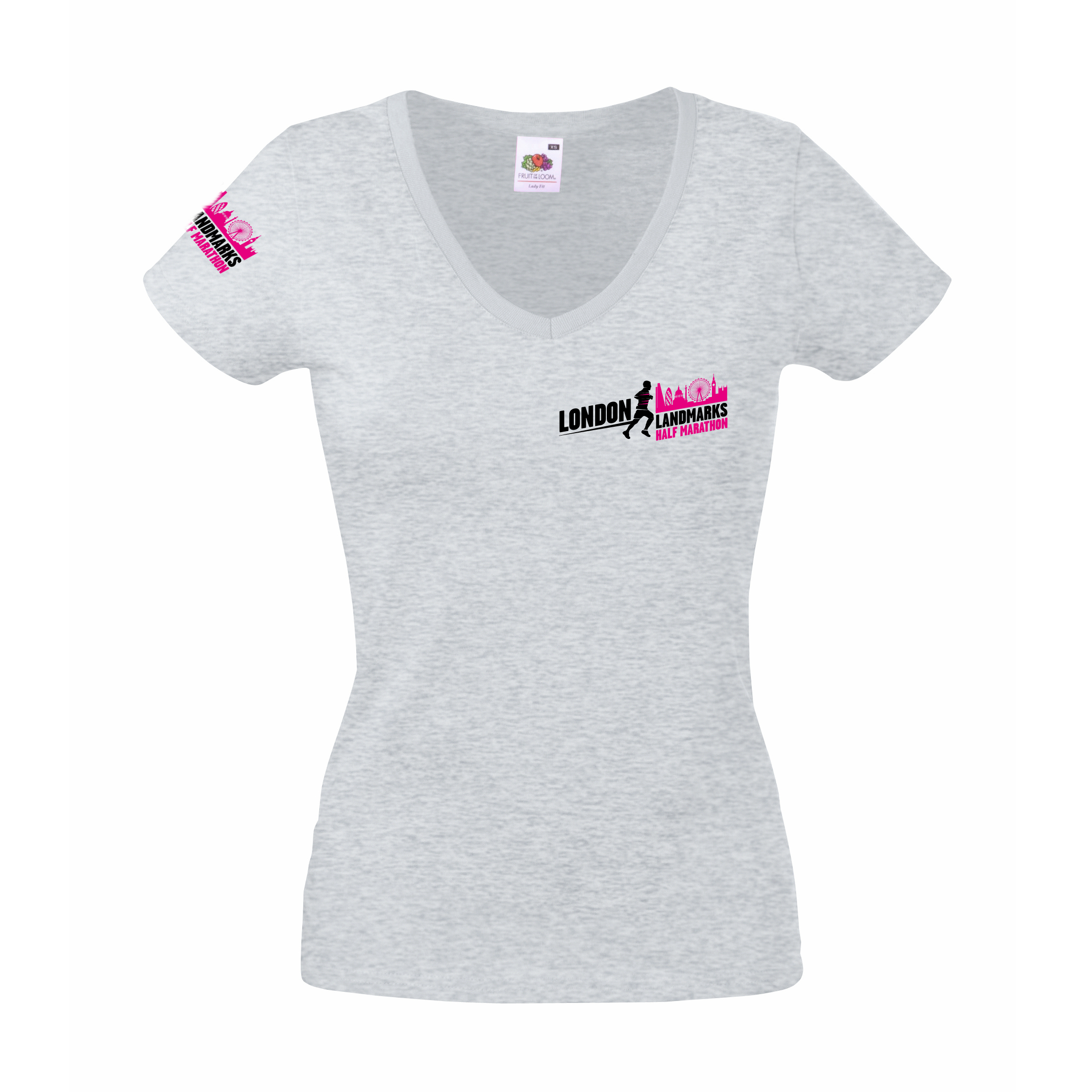 womens V-neck Promotional T-Shirt printed with logo