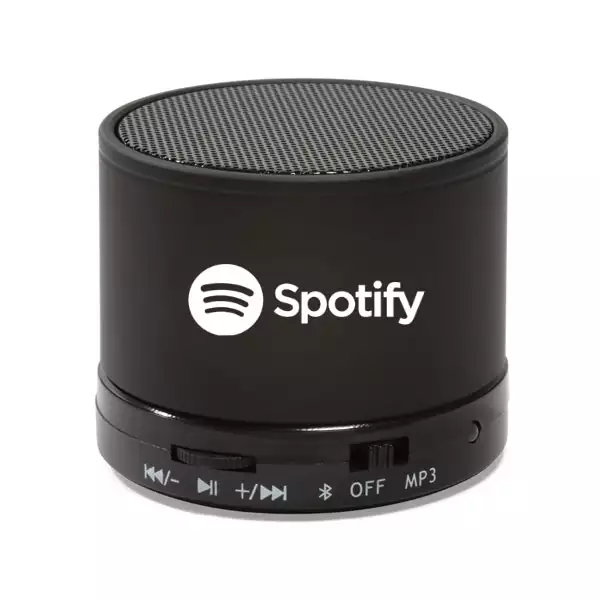 Black Branded Bluetooth Speaker with white logo