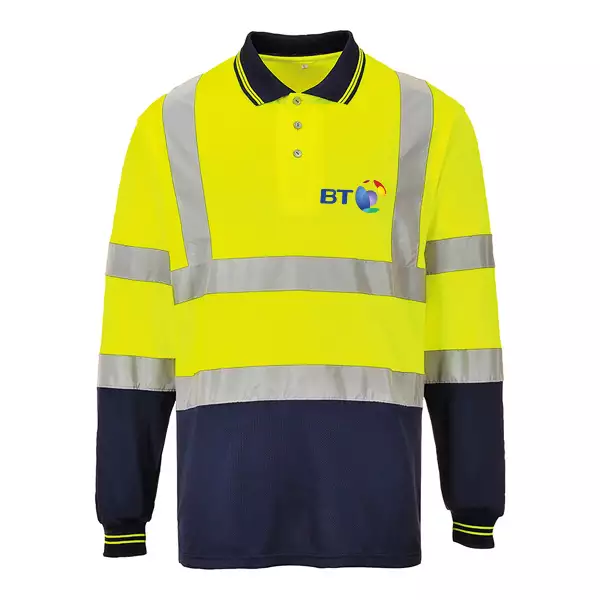 company branded Hi-Vis Two-tone Long Sleeve Polo Shirt