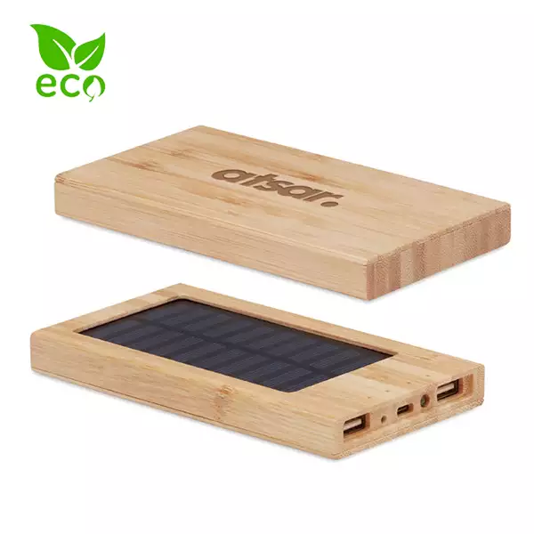 Branded Solar Bamboo Power Bank