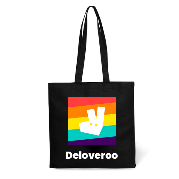 Branded black cotton tote bag pride merchandise
