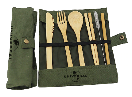 cutlery set green with logo