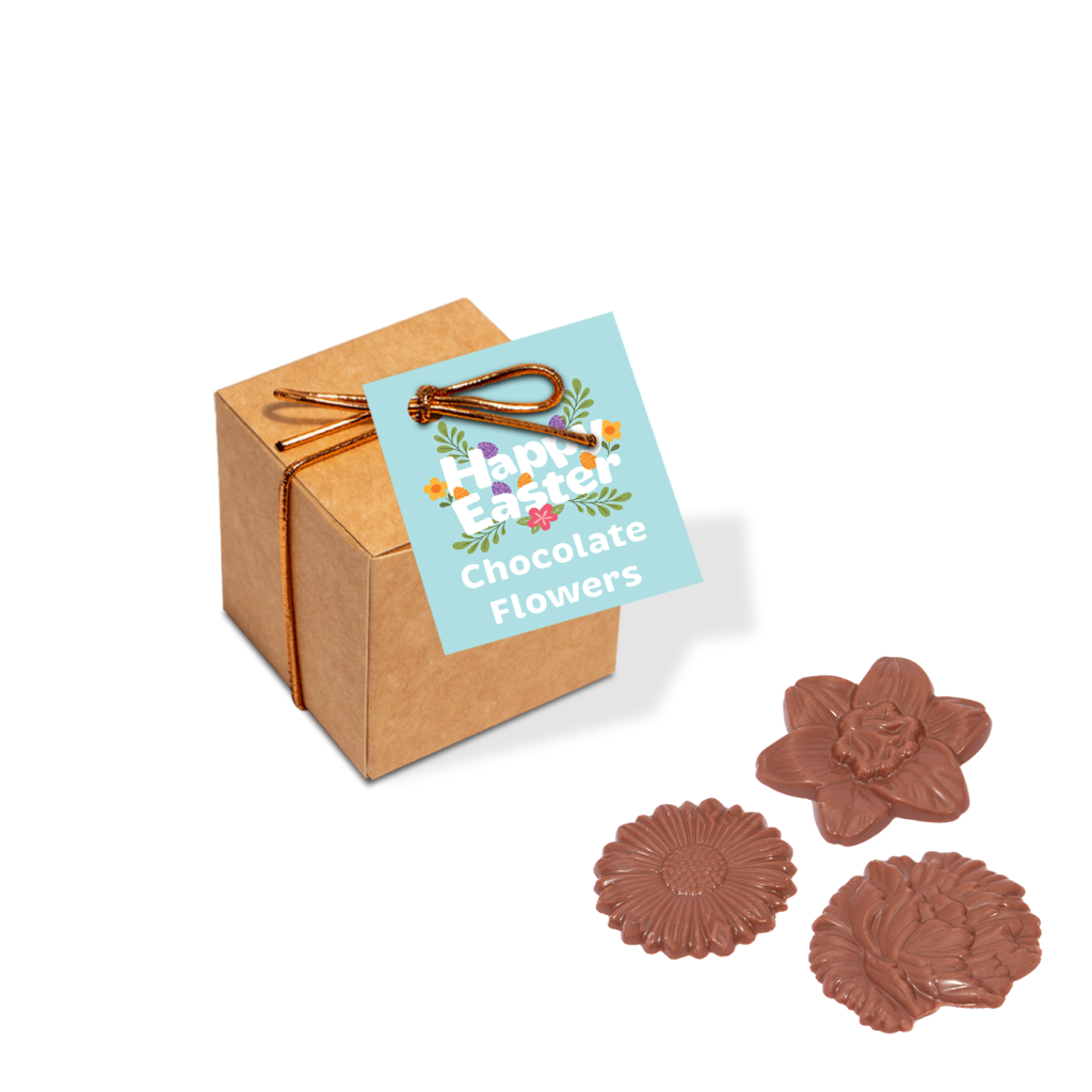 Branded Eco Easter Cube - Milk Choc Flowers
