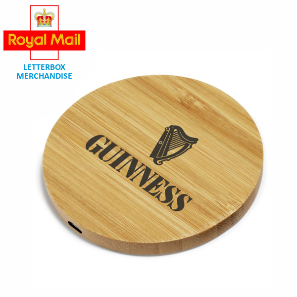 corporate letterbox round wooden charging mat